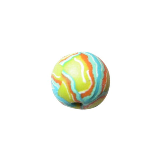 Green with orange and blue fimo bead