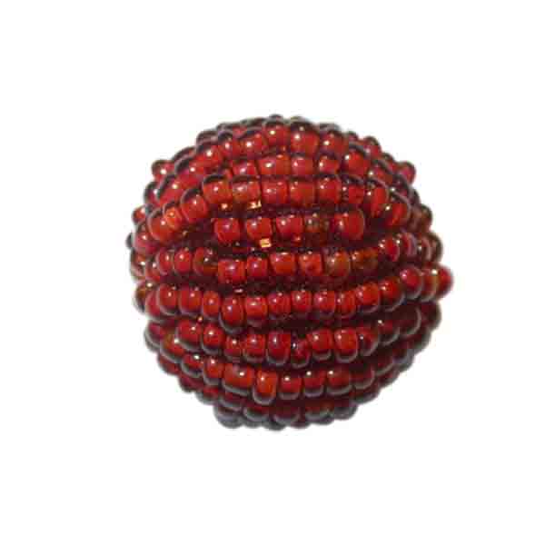 Big red luster Rocaille ball  made of glass beads