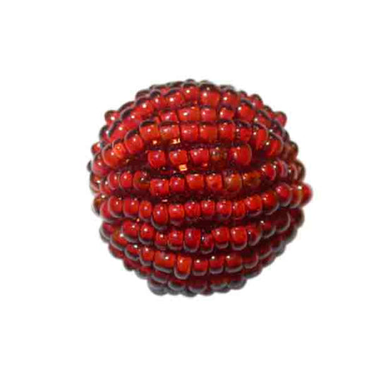 Big red luster Rocaille ball  made of glass beads