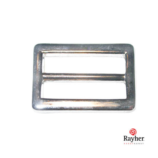 Silver colored rectangle slider for a 2,5 cm strap