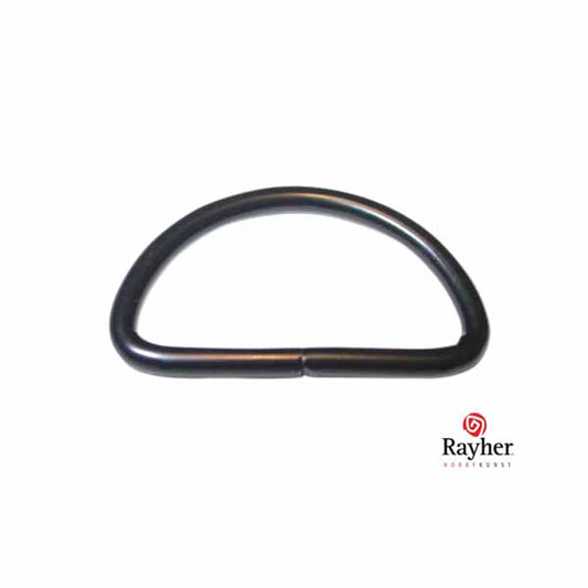 Black colored semi ring for a 2,5 cm strap