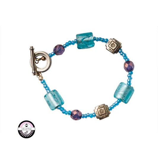 Bracelet made with Light blue and purple beads