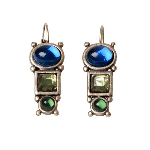 Earrings with blue and green stones