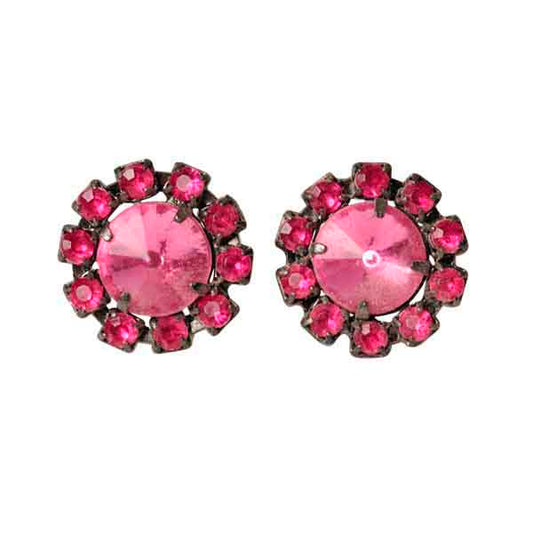 Earrings with pink stones