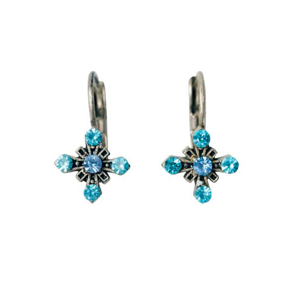 Earrings with blue stones in cross form